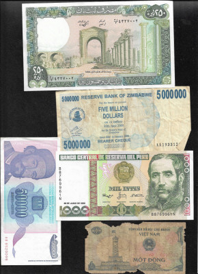 Set 5 bancnote de prin lume adunate (cele din imagini) #152 foto