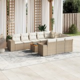 vidaXL Set canapele de grădină cu perne, 11 piese, bej, poliratan 3257955