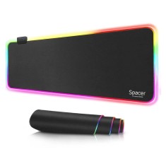 Mousepad Spacer RGB gaming, cauciuc si material textil, 900 x