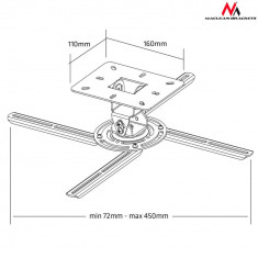 Pachet Suport universal de tavan / plafon, pentru videoproiector, reglabil, Negru cu Lanterna Led foto