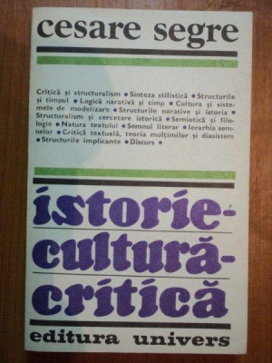 ISTORIE-CULTURA-CRITICA - CESARE SEGRE BUCURESTI 1986 foto
