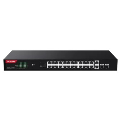 Switch 24 porturi Gigabit PoE, 2 x RJ45 Uplink Gigabit, 2 x SFP Gigabit, 1U - IP-COM G1128P-24-410W foto