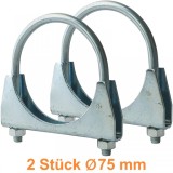 Clapete de evacuare U-bolt de 75mm, clema pentru teava, universala, 2 bucati Performance AutoTuning