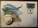 tokelau - pesti - FDC cu medalie, fauna wwf