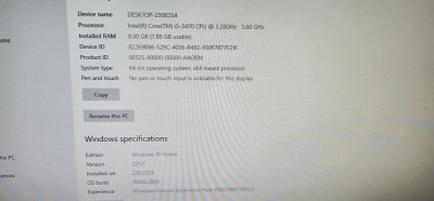 CALCULATOR PC INTEL CORE i5-3470/CPU 3,20GHz-3,60 GHz/RAM 8GB/SSD INTEL 80 GB/WIN 10 CURAT ,INSTALAT RECENT. foto