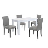 Cumpara ieftin Set de masă Leon 4+1 alb-gri