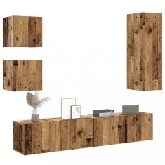vidaXL Set dulap TV 5 piese montat pe perete lemn vechi lemn prelucrat 3328997