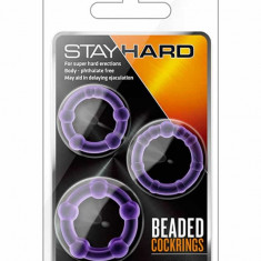 Set 3 Inele Penis Cu Margele Stay Hard, Violet