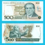 Brazilia (p#212) 500 Cruzados 1987 UNC 'Villa-Lobos' serie: A 8039014386 A; (ROG CITITI DETALIILE!)