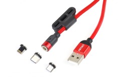 Cablu incarcare telefon, cu magnet Lightning/ USB C/ micro USB, 1m, AMiO