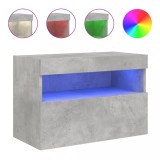 Cumpara ieftin Comoda TV de perete cu lumini LED, gri beton, 60x30x40 cm
