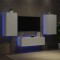 Comode TV de perete cu lumini LED, 3 piese, alb