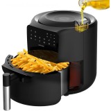 Friteuza cu aer cald, fara ulei Cecotec Cecofry Rain, pulverizator, 1550 W, 5.5 L, Control tactil, 8 Programe, Pulverizare automata si manuala cu 7 ni