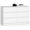 Comoda, placa laminata, 6 sertare, alb, 120x40x77 cm, Akord