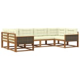 vidaXL Set de canapele de exterior cu pernă 6 pcs Natural și Crem 3382838