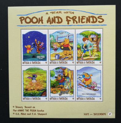 ANTIGUA&amp;amp;BARBUDA-DESENE ANIMATE-POOH and FRIENDS-6v in coala mica,MNH** WD 129A foto