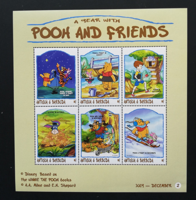 ANTIGUA&amp;BARBUDA-DESENE ANIMATE-POOH and FRIENDS-6v in coala mica,MNH** WD 129A