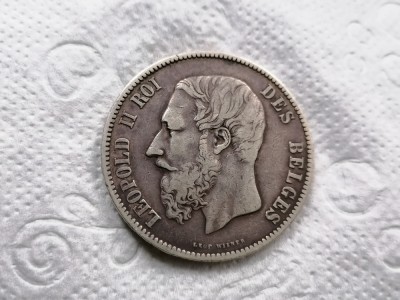 Belgia 5Francs, franci 1875 .argint. foto
