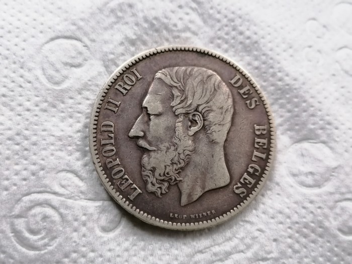Belgia 5Francs, franci 1875 .argint.