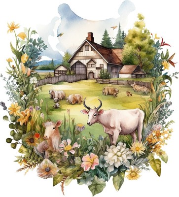Sticker decorativ, Ferma, Verde, 66 cm, 1324STK-3 foto
