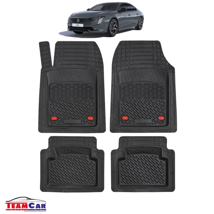 Covorase Auto TeamCar&reg; Tip Tavita Compatibile Peugeot 508 II (2018-2024) Negru Material Rezistent