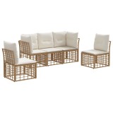 vidaXL Set de canapele de exterior cu pernă 5 pcs natural Poliester 3437426