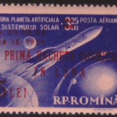 RO-0015-ROMANIA=1959-Lp 478-Prima racheta cosmica in luna,timbru cu supratip,MNH