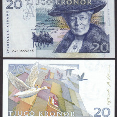 SUEDIA █ bancnota █ 20 Kronor █ 1992 █ P-61a █ UNC necirculata