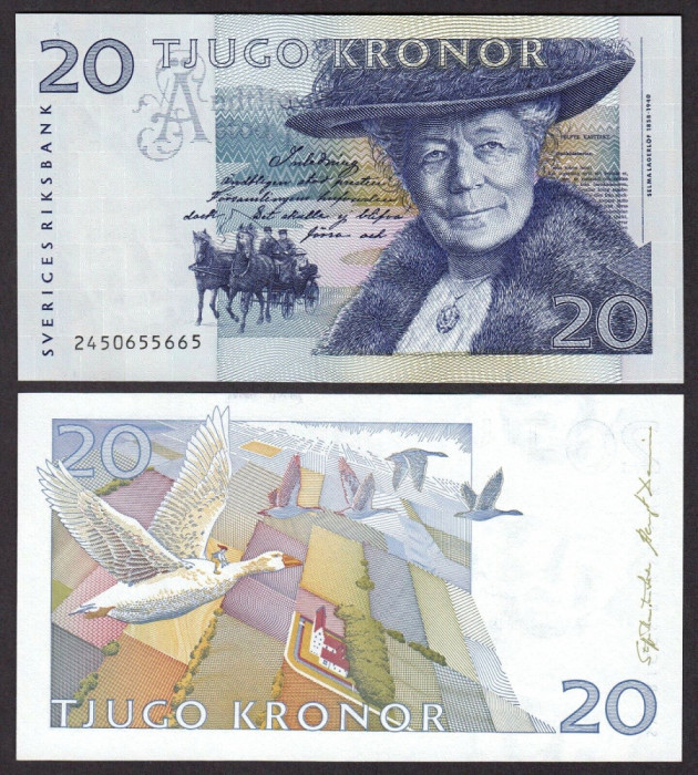 SUEDIA █ bancnota █ 20 Kronor █ 1992 █ P-61a █ UNC necirculata