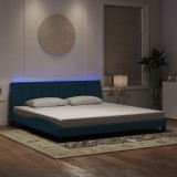 VidaXL Cadru de pat cu lumini LED, albastru, 200x200 cm, catifea