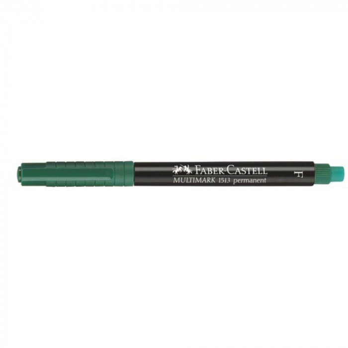 Marker Verde Permanent cu Radiera Faber-Castell Multimark, Varf F, Evidentiatoare, Markere Permanente CD Faber Castell, Marker cu Radiera, Marker Pers