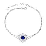 Cumpara ieftin Bratara din argint 925 pentru dama, JW1602, model dublu cu zirconiu albastru, placata cu rodiu