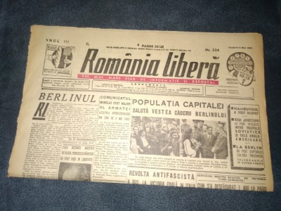 ZIAR ROMANIA LIBERA 5 MAI 1945 A CAZUT BERLINUL foto