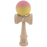 Kendama X Originala, Profesionala, Cyrax, din Lemn, Rubber Grip, 18 cm, Roz/Galben