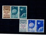 1958 - Satelitii artificiali, supratipar Bruxelles ranversat, serie neuzata