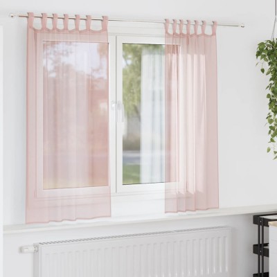 vidaXL Perdele voal cu bucle 2 buc Roz deschis 140x140 cm foto