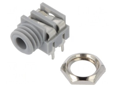 Soclu Jack 3,5mm Mono 2 Pini 90&amp;deg; Gri THT foto