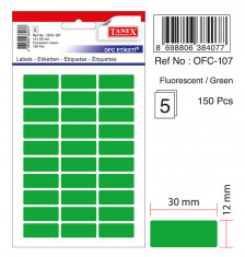 Etichete Autoadezive Color, 12 X 30 Mm, 150 Buc/set, Tanex - Verde Fluorescent foto