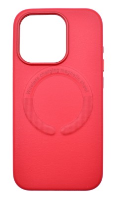 Husa din piele ecologica compatibila MagSafe pentru Apple iPhone 15 Pro Max Rosu foto