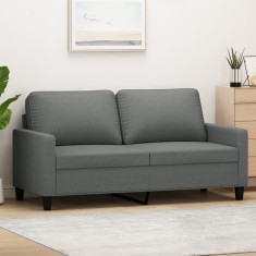vidaXL Canapea cu 2 locuri, gri &icirc;nchis, 140 cm, material textil