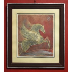 Gabriel Gheorghiu (1954-2025), pictor UAP Iasi - Pegas / Cal inaripat - Tehnica mixta / grafica 1994