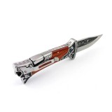 Cutit pliabil Foxter, 23 cm, lemn gravat, clema de agatat, otel si lemn
