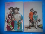 HOPCT 1829 COPII--ROMANTICA-FRANTA-LOT 2 CARTI POSTALE VECHI-CIRCULATE