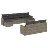 Cumpara ieftin Set mobilier de gradina cu perne, 10 piese, gri, poliratan