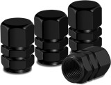 Cumpara ieftin Set 4 capacele pentru ventil auto din aluminiu, negru