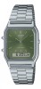 Ceas Dama Casio Vintage Edgy AQ-230A-3AMQYES, Hibrid, Curea Inox, Verde/Argintiu, Unisex, 39mm
