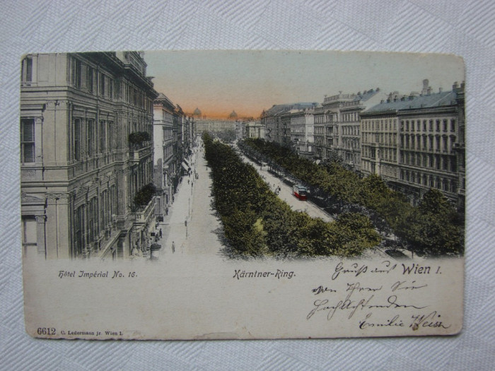 Carte postala circulata la Orsova in 1904 - Viena, Hotel Imperial