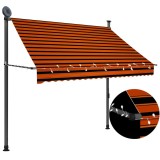 Cumpara ieftin Copertină retractabilă manual cu LED, portocaliu &amp; maro, 200 cm