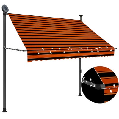 vidaXL Copertină retractabilă manual cu LED, portocaliu &amp;amp; maro, 200 cm 145878 foto