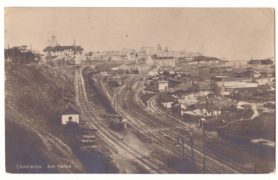 5105 - CONSTANTA, Railway, Harbor, Romania - old postcard, real Photo - unused foto